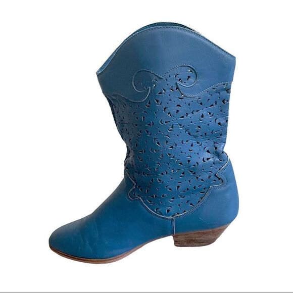 Dingo Vintage Leather Cowboy Cowgirl Western Boot Blue 9 - Picture 3 of 15